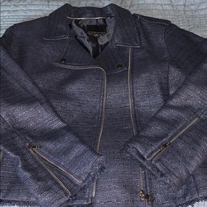 NWOT XL Banana Republic moto jacket in navy tweed